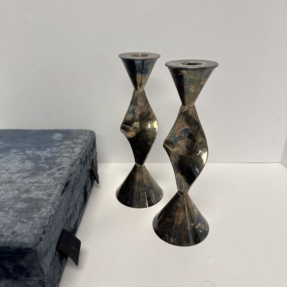 The Rosenthal Judaica Collection 2 Silver Plated Candle Holders in Box